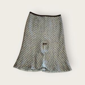 Vintage Y2k Tapemeasure green pastel girly coquette preppy flared midi skirt